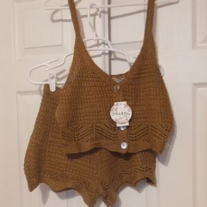 Joslin And Joy Crochet Knit Tank Top And Shorts Set